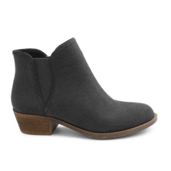Charcoal Gray Perforated Suede Ankle Booties - Picture 2 of 4